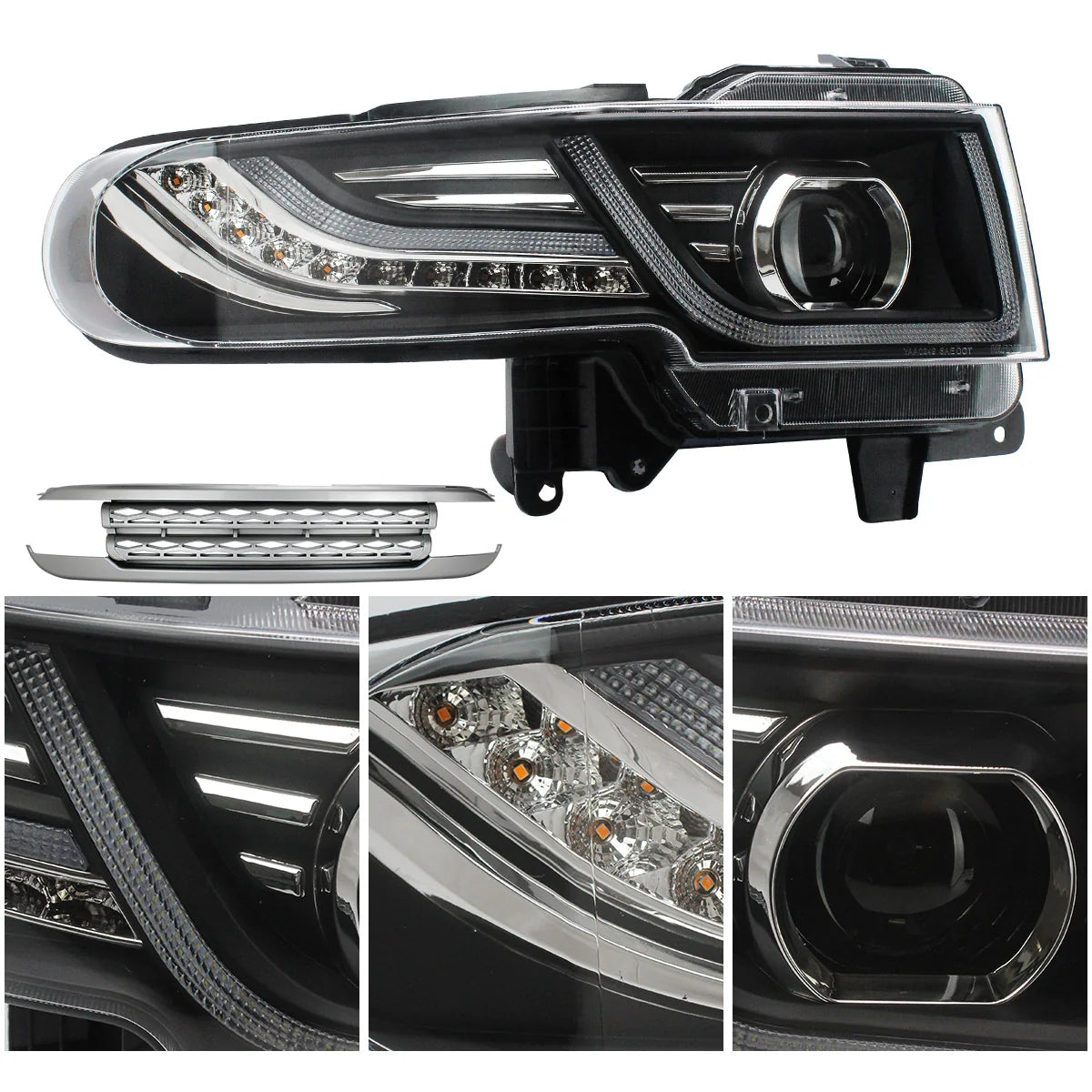Fari a LED per Toyota Fj Cruiser con griglia 2007-2015 con indicatori sequenziali (lampadine non incluse)