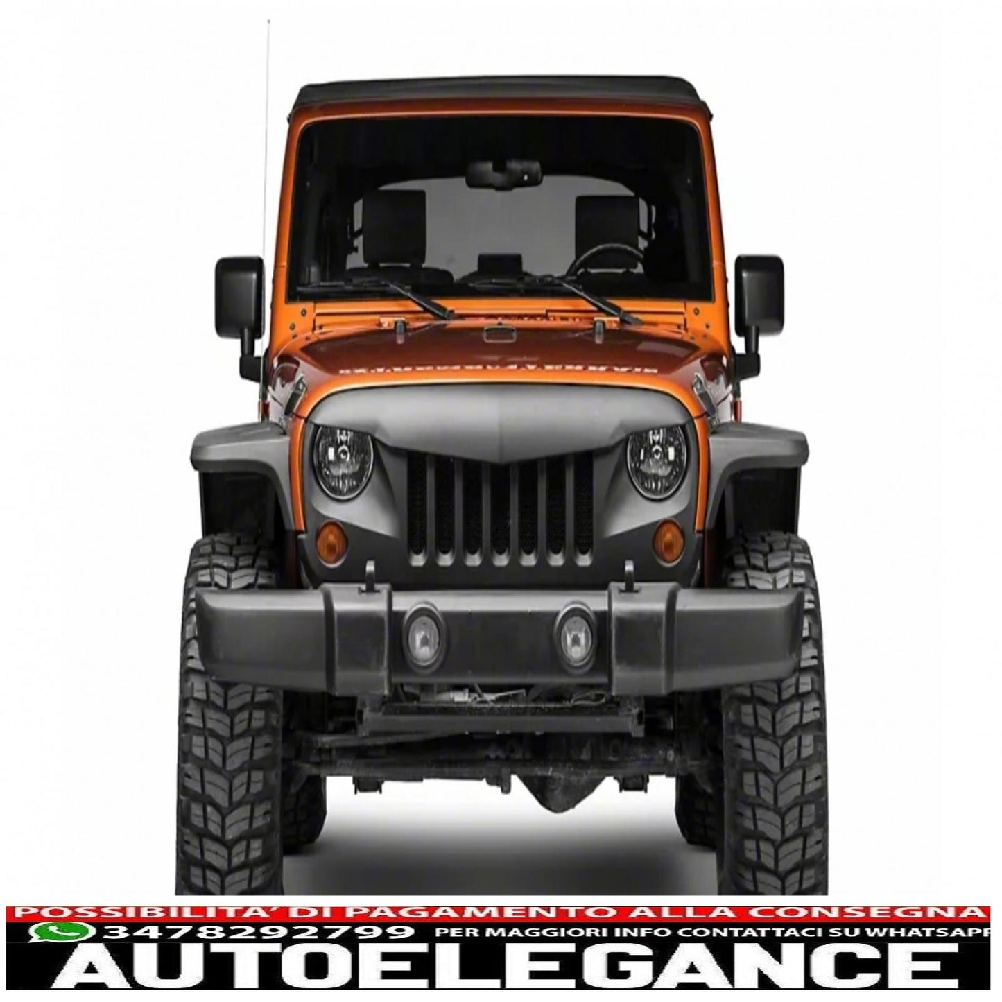 griglia anteriore centrale adatta per Jeep Wrangler / Rubicon JK (2007-2017) Eagle Eyes nero opaco