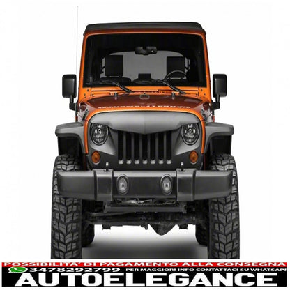 griglia anteriore centrale adatta per Jeep Wrangler / Rubicon JK (2007-2017) Eagle Eyes nero opaco