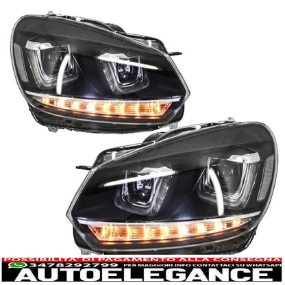 fari anteriori dx cromati con fanali posteriori full led adatti per vw golf 6 vi (2008-2013) luci di svolta a led scorrevoli r20 u-design