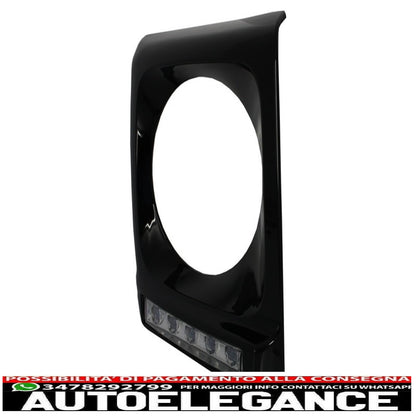 coperture fari nere con led drl luci diurne cromate adatte per mercedes classe g w463 (1989-up) design g65 nero AUTOELEGANCERICAMBI
