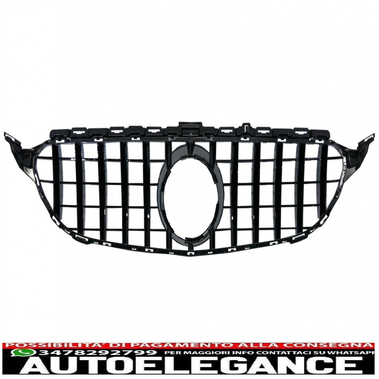 front grille suitable for mercedes c class w205 s205 c205 a205 (2014-2018) gt-r design panamericana chrome without camera 