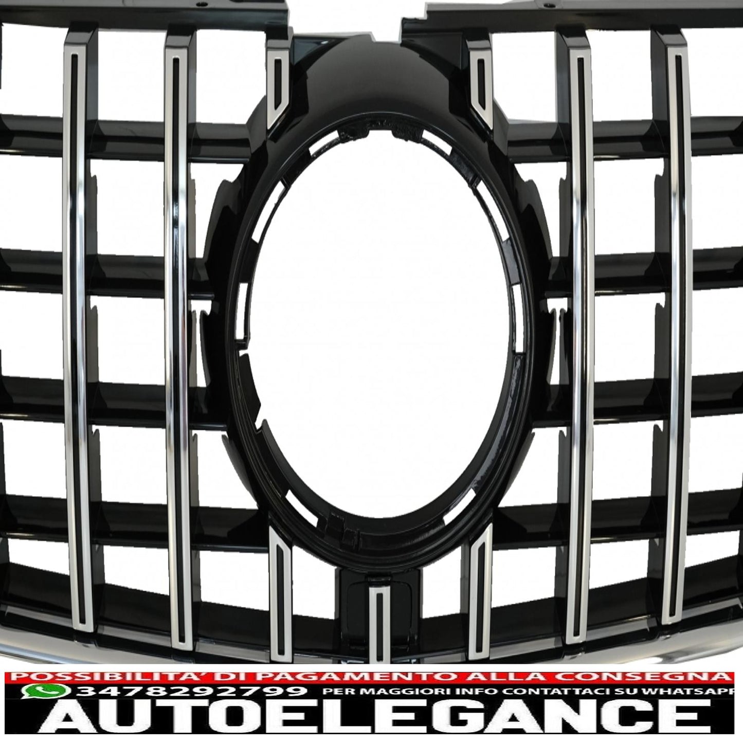 central grille suitable for mercedes v class w447 (2014-03.2019) gt r design panamericana black chrome