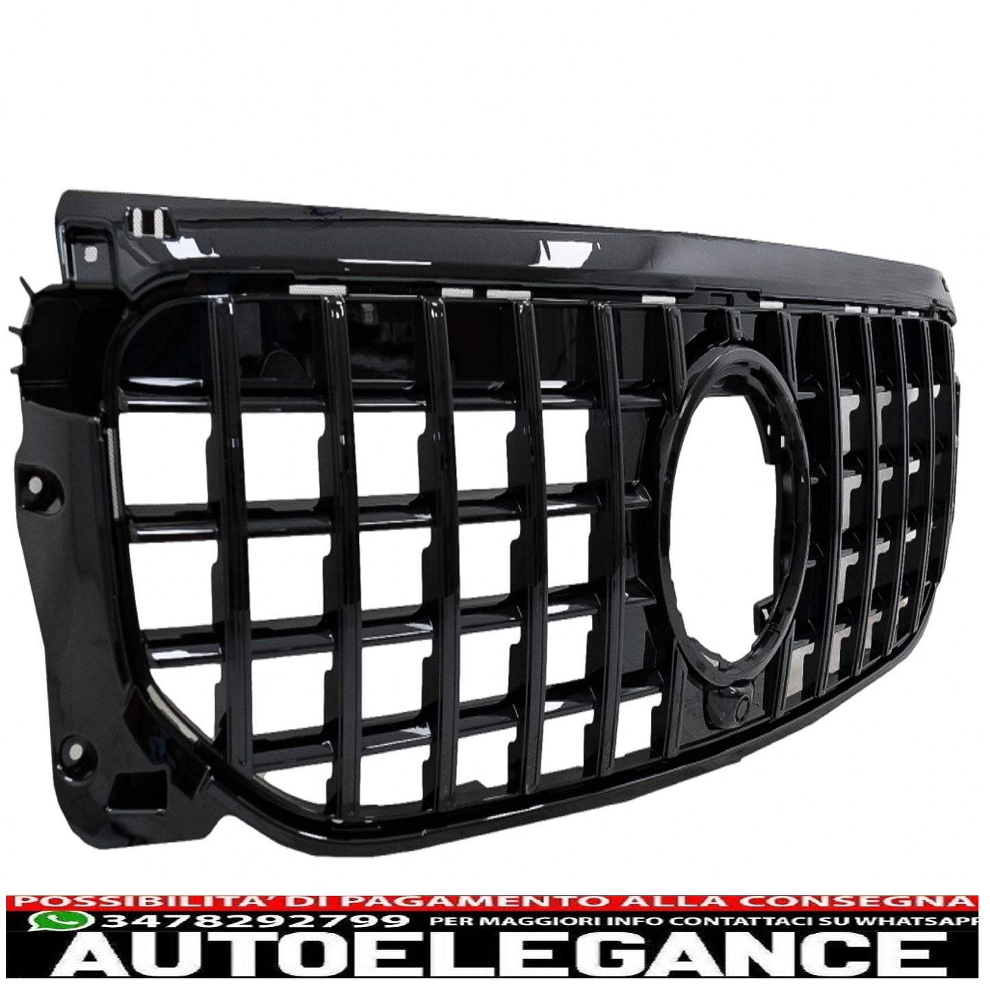front grill suitable for mercedes glb class x247 (2019-up) gt-r panamericana design piano black 