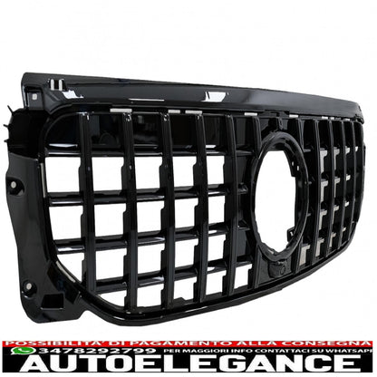 front grill suitable for mercedes glb class x247 (2019-up) gt-r panamericana design piano black 