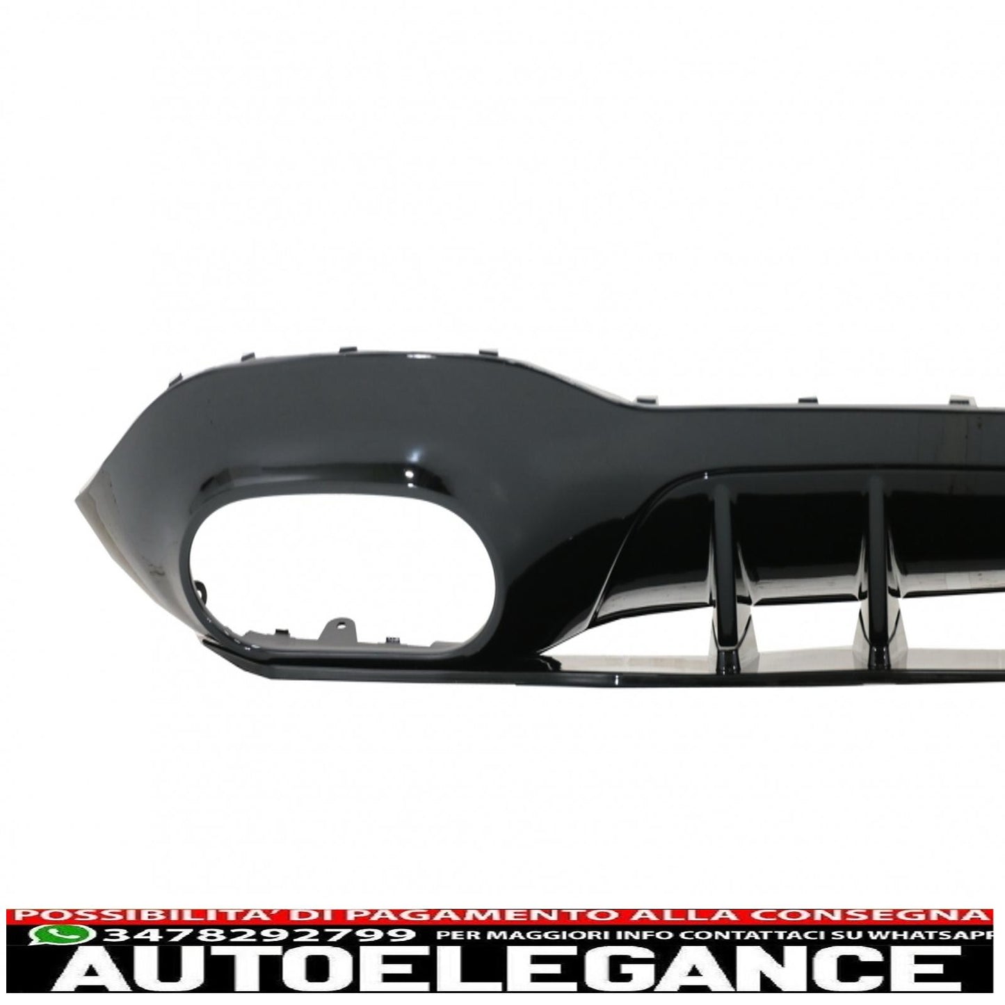 Diffusore con mantovana per paraurti posteriore adatto per Mercedes Classe A W177 hatchback (2018-up) terminali del silenziatore di scarico neri