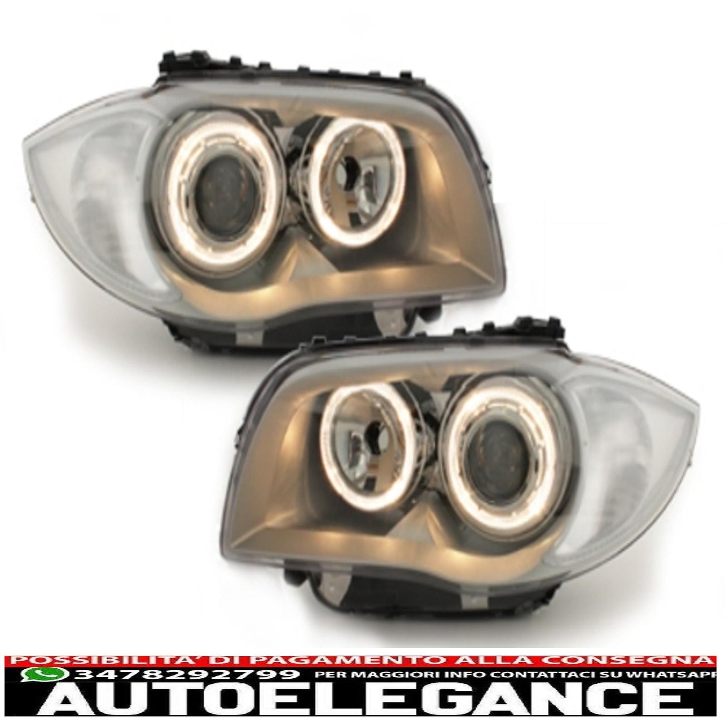 headlights suitable for bmw 1er e87 04-07_2 halo_chrome rims 