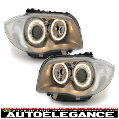 headlights suitable for bmw 1er e87 04-07_2 halo_chrome rims 