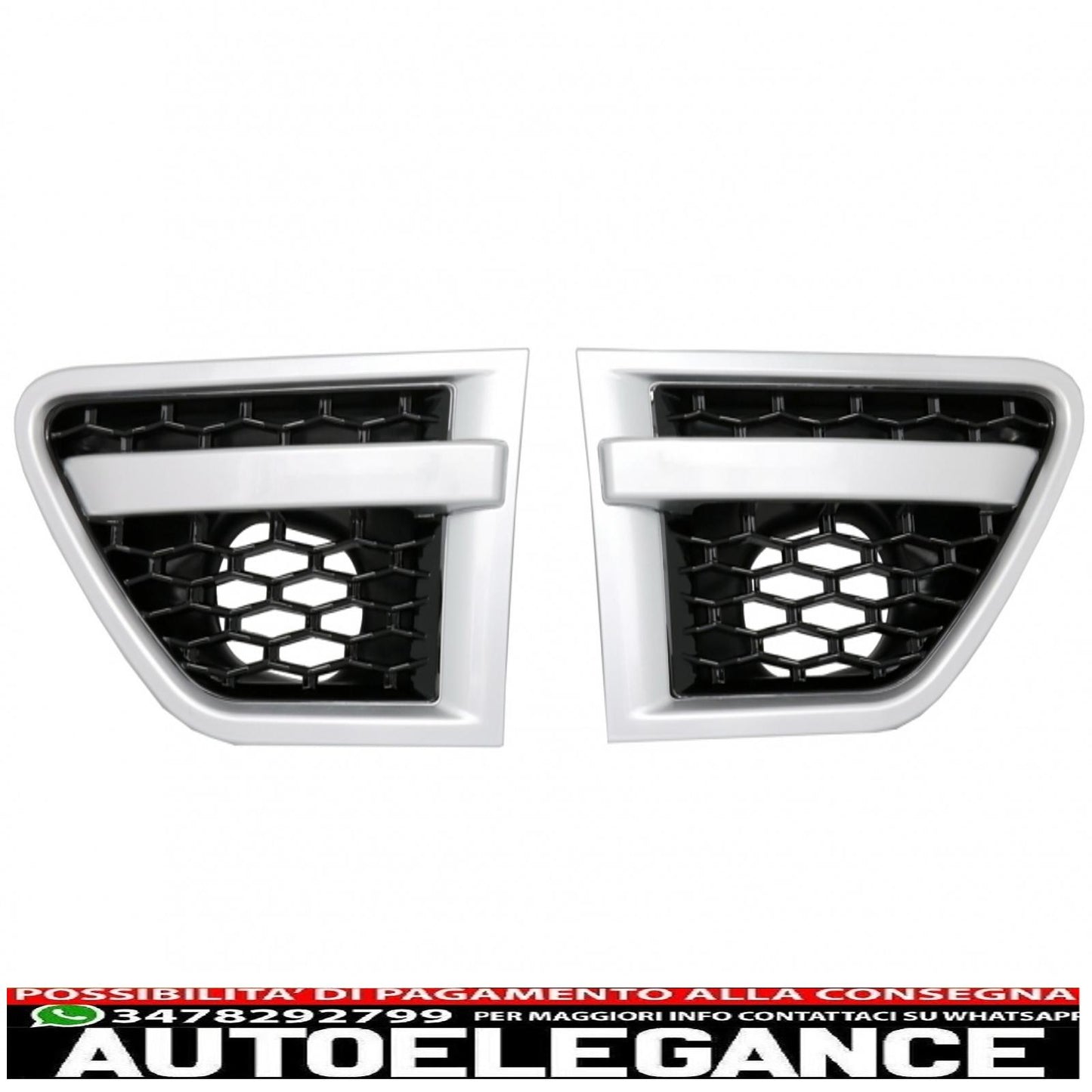 Gruppo paraurti anteriore e griglie anteriori color argento, adatto per Land Range Rover Sport L320 Facelift (2009-2013), design autobiografia