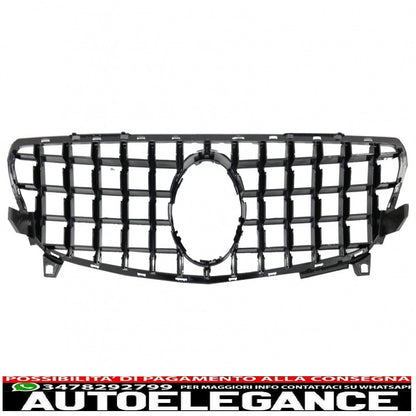 central grille suitable for mercedes a-class w176 restyling (09.2015-2018) a45 gt-r design panamericana all black