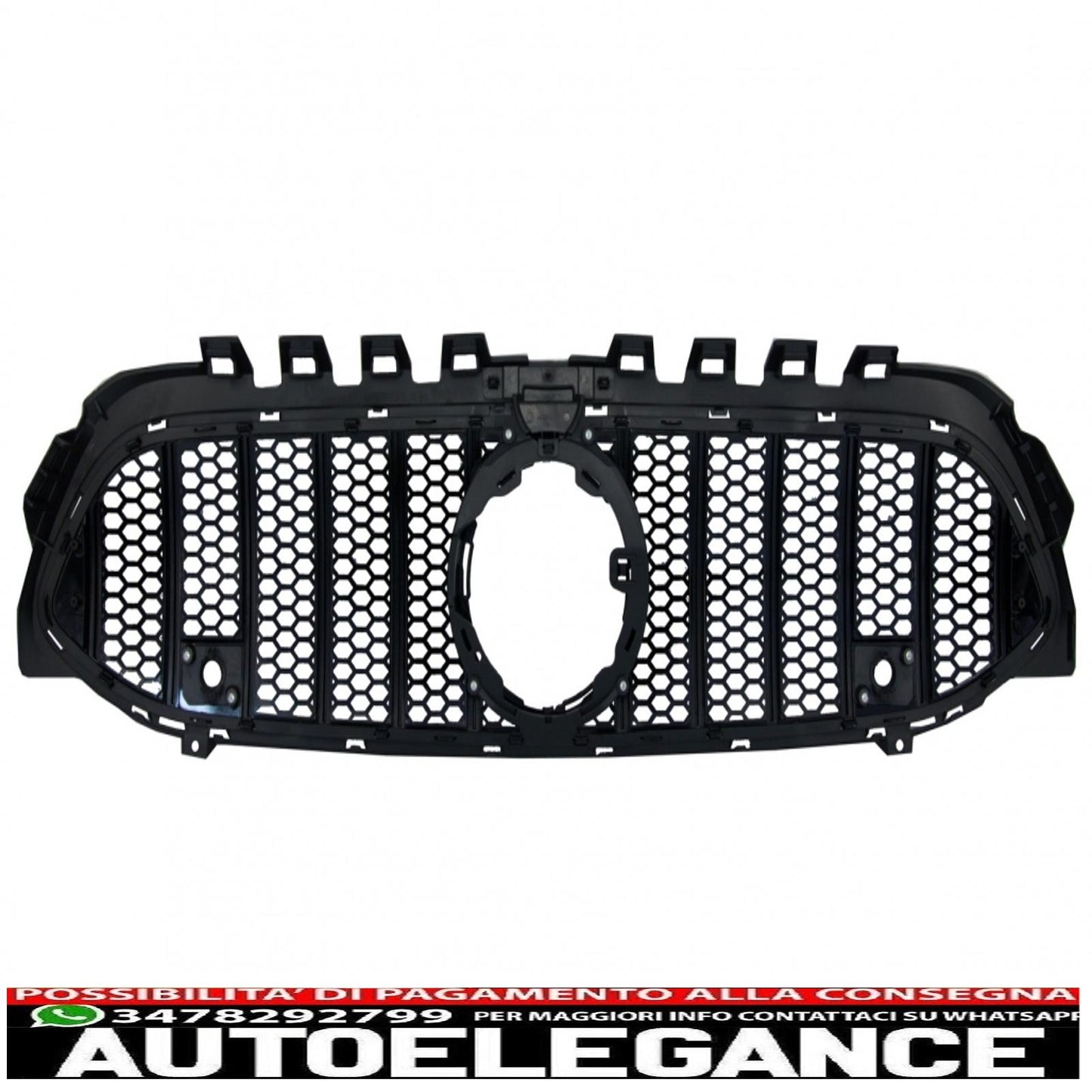 central grille suitable for mercedes a-class w177 hatchback v177 sedan (04.2018-) mesh gt-r design panamericana all black