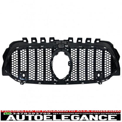 central grille suitable for mercedes a-class w177 hatchback v177 sedan (04.2018-) mesh gt-r design panamericana all black
