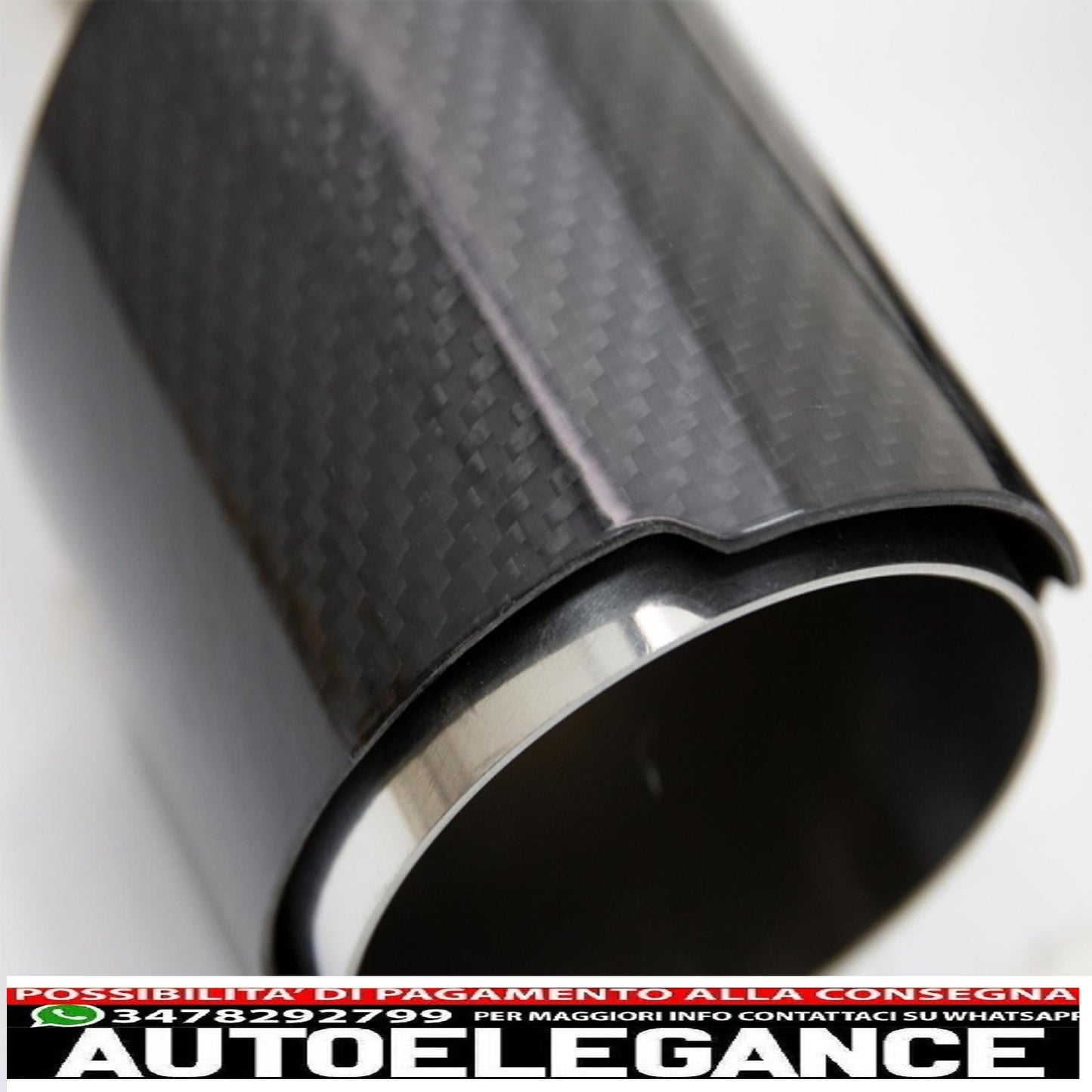 Carbon Fiber Exhaust Tips Gloss Look 6.1cm Inlet 