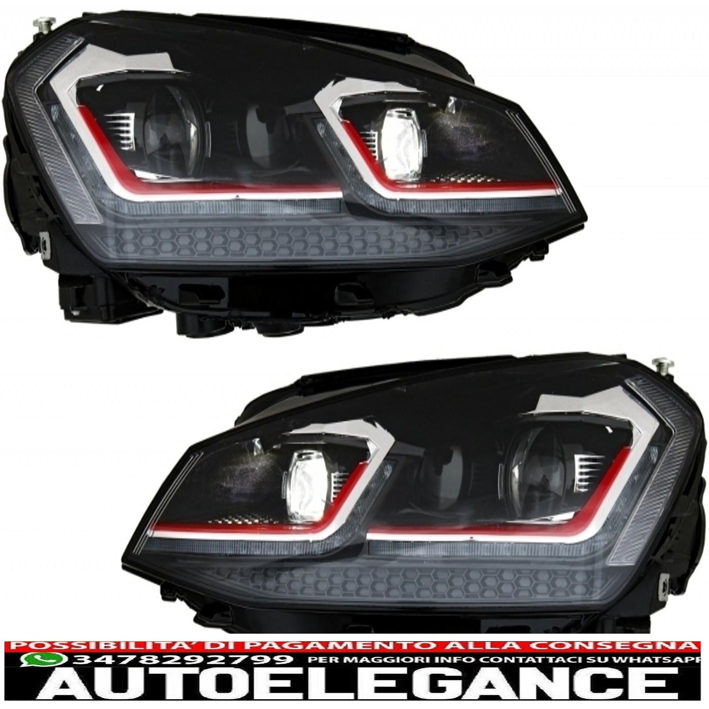 paraurti anteriore con griglia centrale e fari led dx indicatori di direzione dinamici sequenziali adatti per vw golf vii 7 5g (2013-2017) look gti