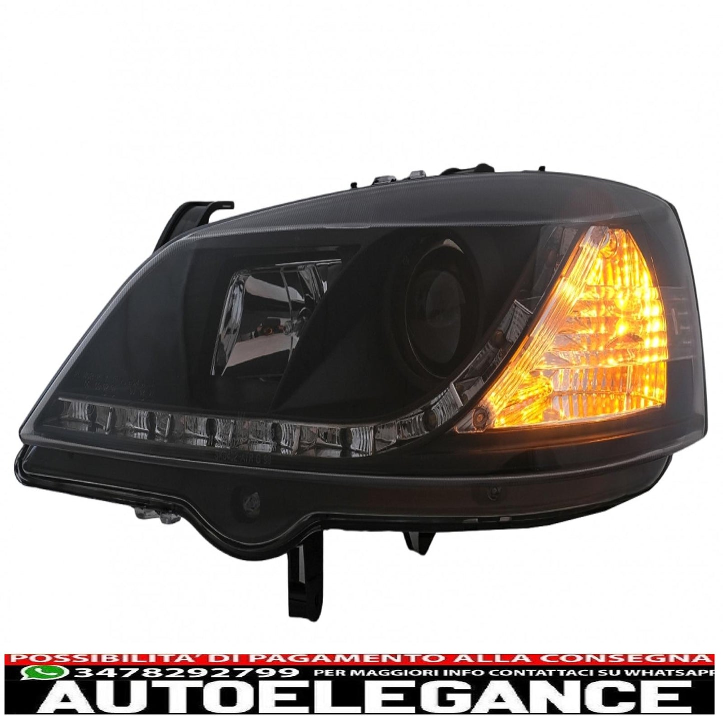 drl led headlights suitable for opel astra g (09.1997-02.2004) black 