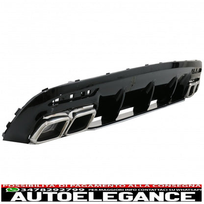 diffusore d'aria per paraurti posteriore con terminali di scarico cromati e griglia centrale nera, adatto per mercedes classe s c217 coupe (2014-2017) s63 gt-r design