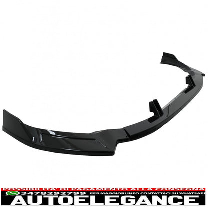 Front bumper additional spoiler suitable for Audi A4 B9 Second Facelift S-Line (2020-up) Piano Black 