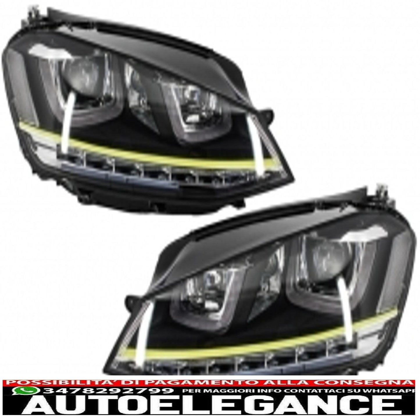 complete body kit suitable for vw golf 7 vii (2012-2017) r400 look with 3d led drl headlights dynamic sequential yellow flowing cornering lights 