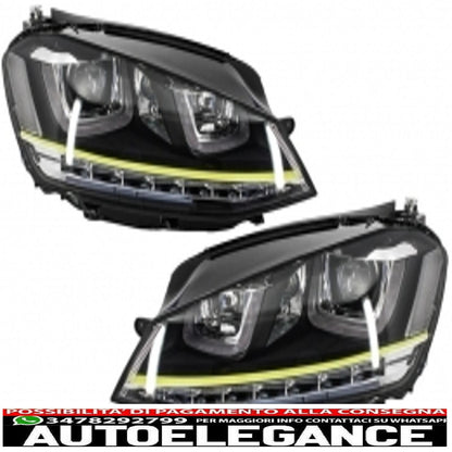 complete body kit suitable for vw golf 7 vii (2012-2017) r400 look with 3d led drl headlights dynamic sequential yellow flowing cornering lights 