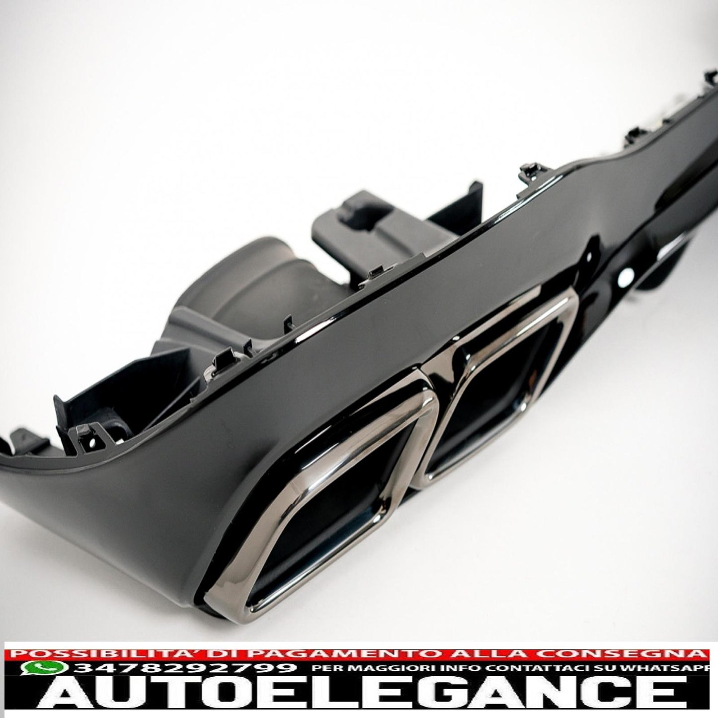 Rear diffuser with black tailpipes suitable for mercedes e class w213 sport line (2016-2019) e63 design night package 
