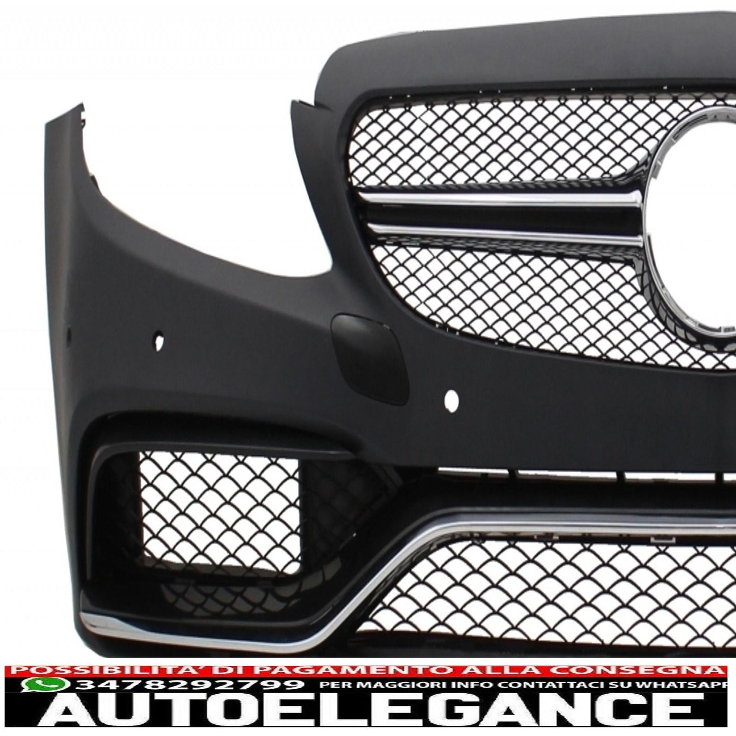 Paraurti anteriore adatto per mercedes classe c c205 a205 coupe cabriolet (2014-2019) con diffusore a mantovana per paraurti posteriore design c63s tutto nero