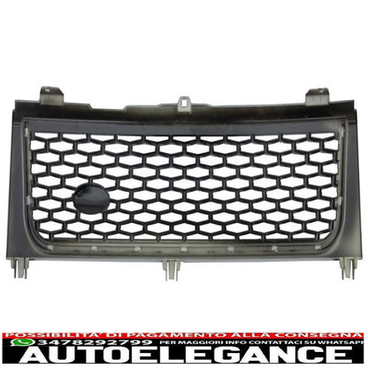 center grille suitable for land rover vogue iii l322 (2002-2005) piano black and silver autobiography supercharged edition