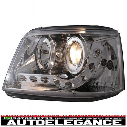 fari anteriori drl led adatti per vw trasportatore t5 (04.2003-08.2009) cromati