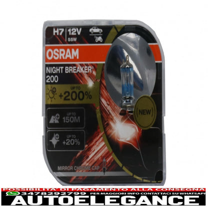 osram night breaker 200 h7 lampada frontale alogena 64210nb200-hcb scatola hardcore