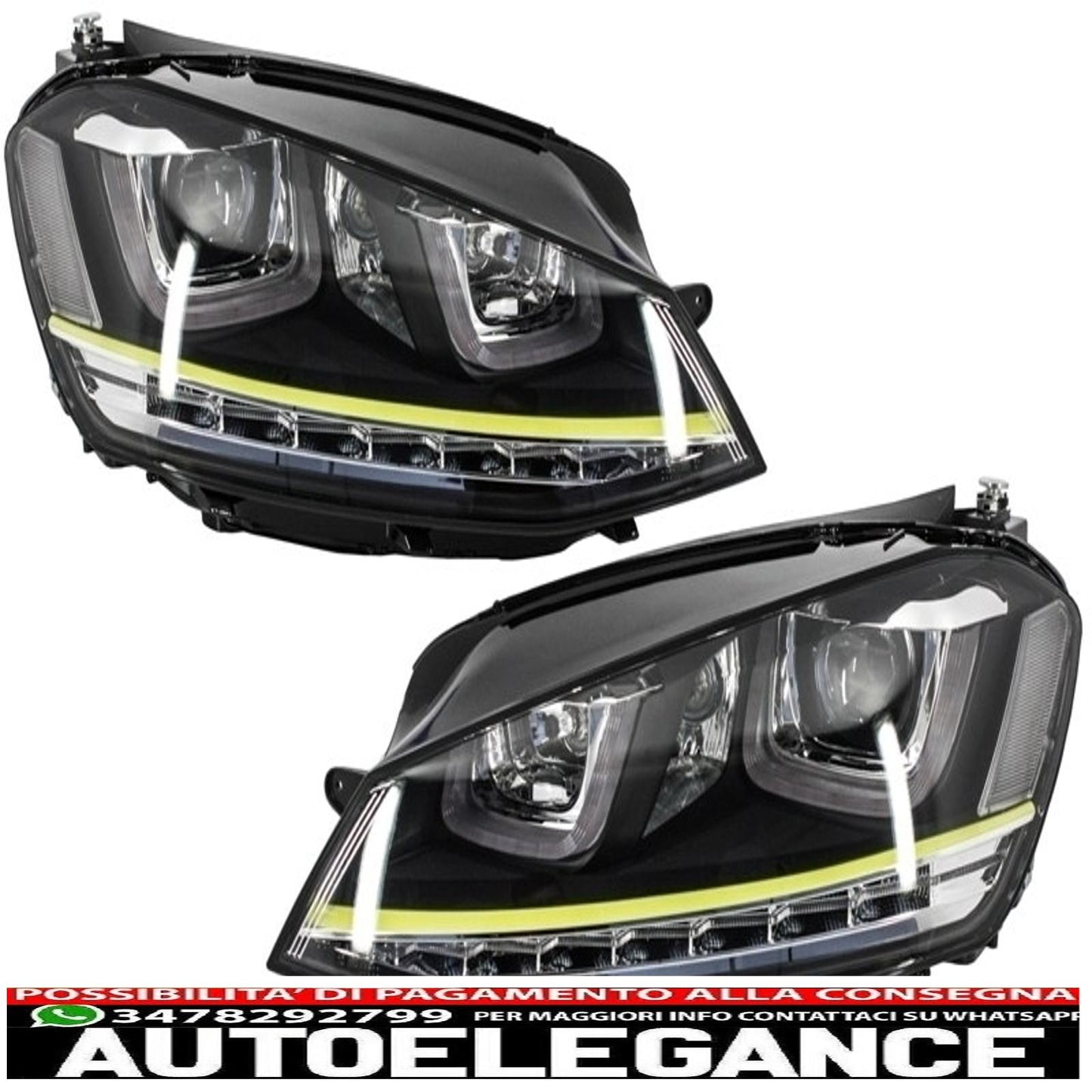 complete body kit suitable for vw golf 7 vii 5g1 (2012-2017) r400 design with full exhaust system and 3d led drl headlights dynamic sequential yellow flowing cornering lights 