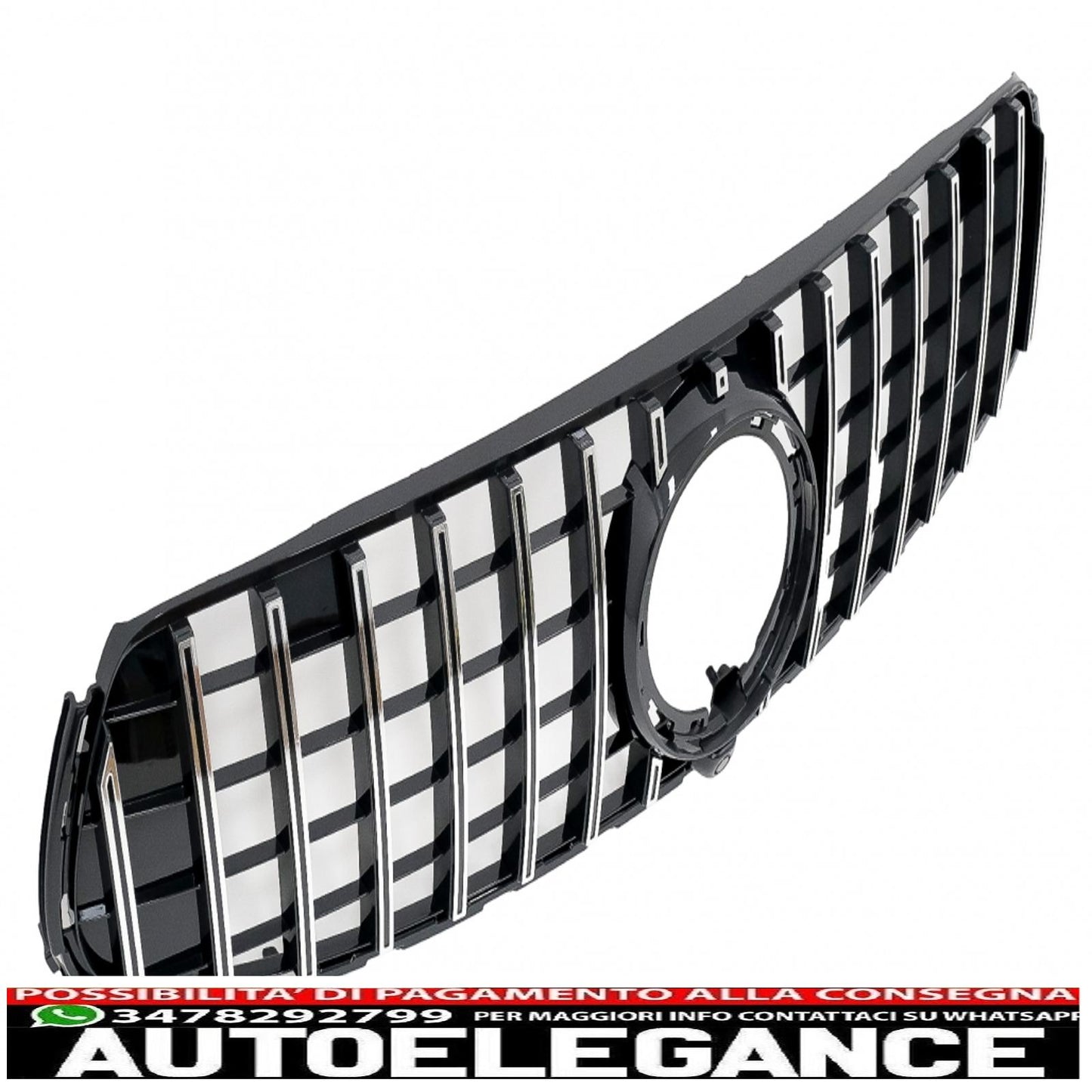 griglia anteriore centrale adatta per mercedes glc x253 c253 facelift (2020 in poi) gtr panamericana design nero cromato