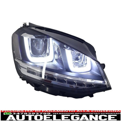3d led drl headlights suitable for vw golf 7 vii (2012-2017) silver r-line led dynamic sequential flowing cornering lights 