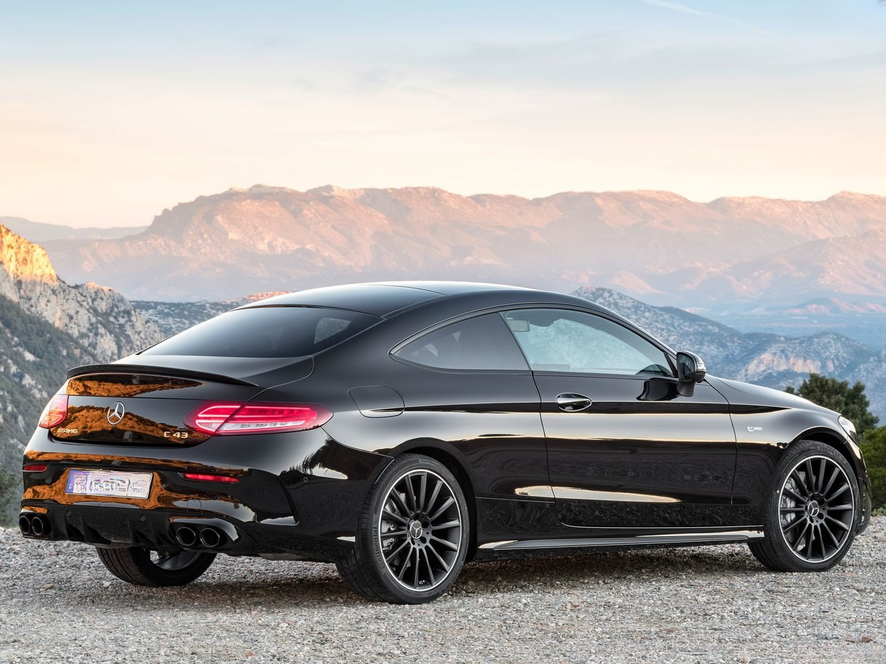 DIFFUSORE ADATTO PER CLASSE C C205 COUPE 2015-2020 AMG LOOK C43 + TERMINALI NERI