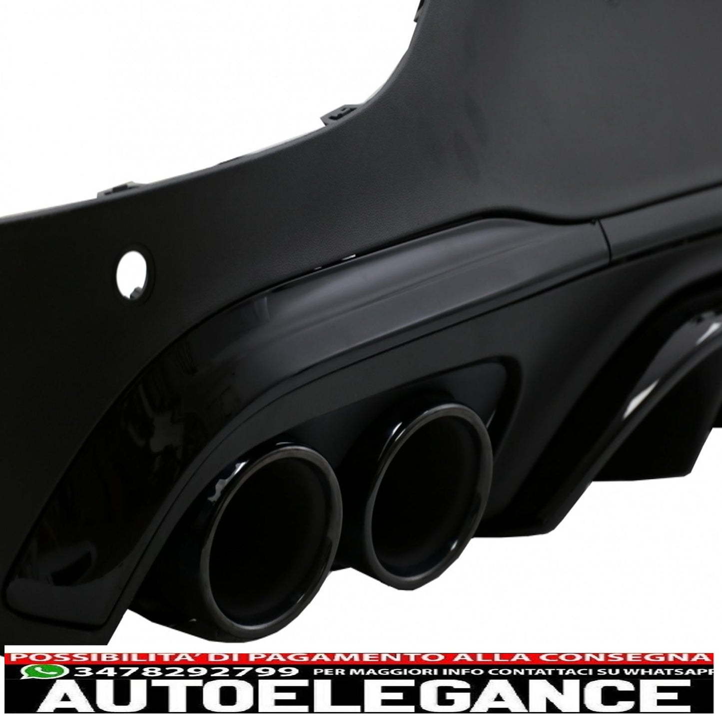 rear diffuser with black tailpipes suitable for mercedes glc coupe facelift c253 (2020-up) glc43 design night package 