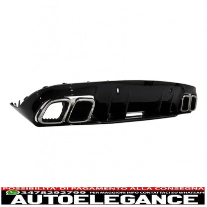 Rear bumper valance diffuser suitable for mercedes c class c205 a205 coupe cabriolet (2014-2019) restyling c63s design silver tips 