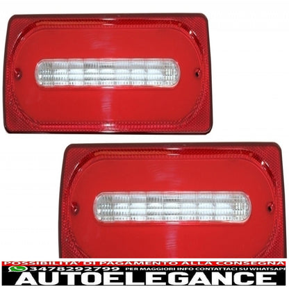 fanali posteriori full led barra luminosa luci di svolta sequenziali dinamiche rosse con fendinebbia e spoiler sul tetto adatti per mercedes benz classe g w463 (1989-2015)