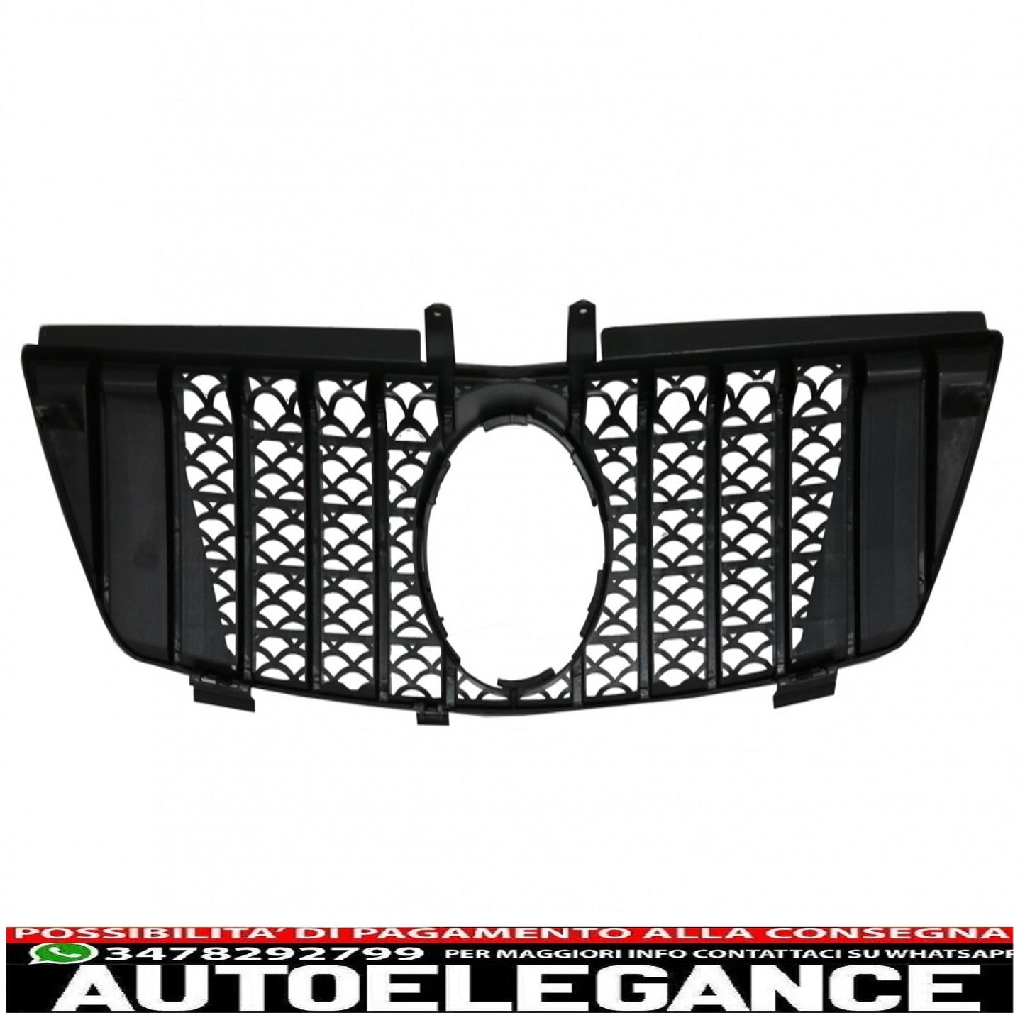 griglia anteriore centrale adatta per mercedes ml w164 (2005-2008) gt-r panamericana design nero pianoforte