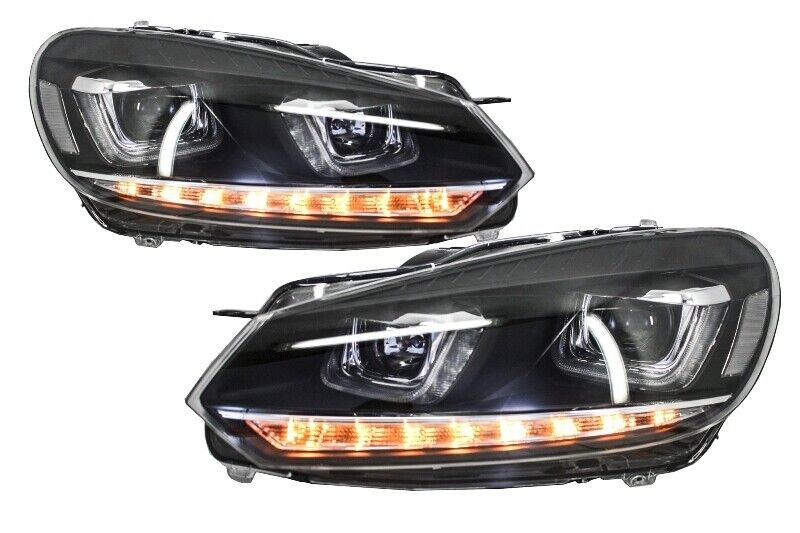 Fari anteriori per VW Golf 6 VI 08-13 LED 3D DRL U-Golf 7 Look Light Flowing Flowing