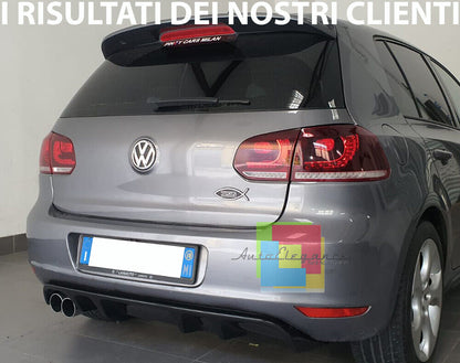 REAR BUMPER UNDER VW GOLF 6 VI 08-12 DOUBLE DIFFUSER ABS GLOSSY BLACK - 