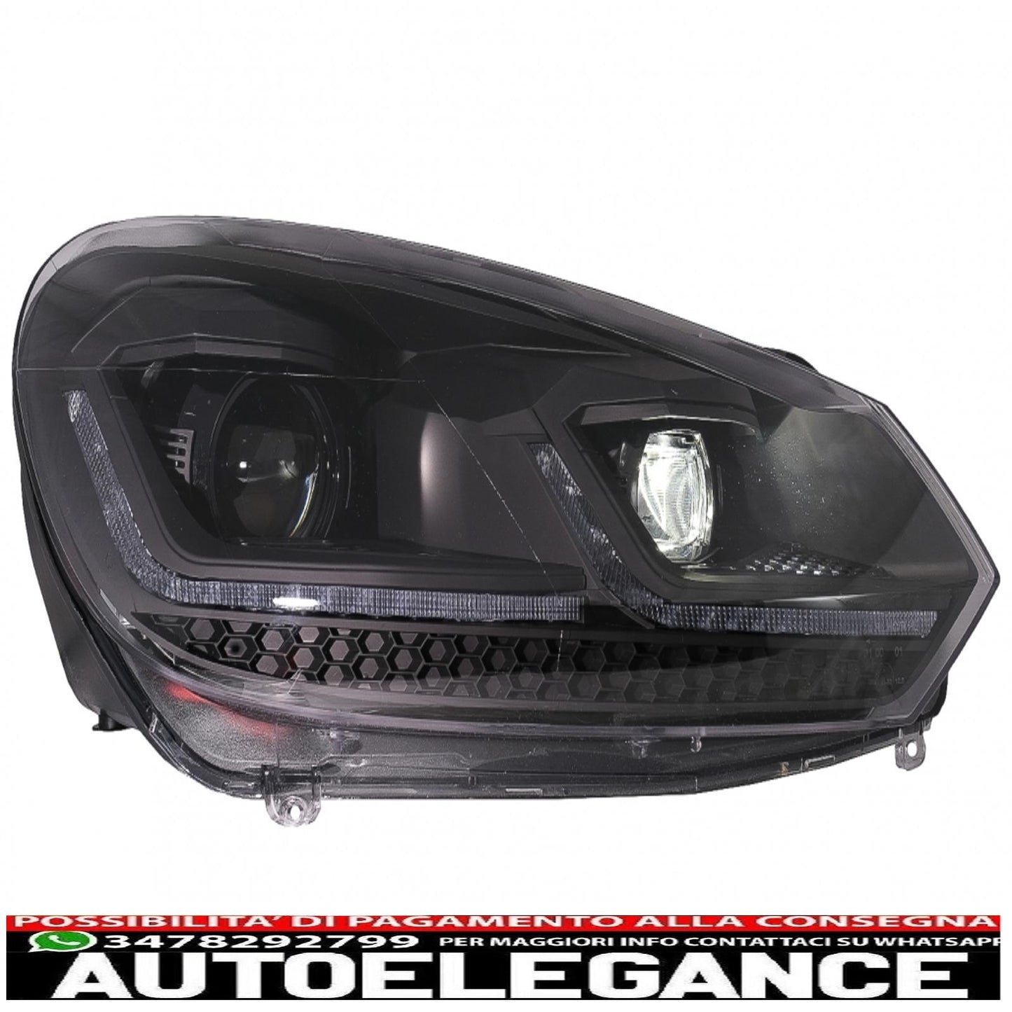 led headlights suitable for vw golf 6 (2008-2013) with g7.5 facelift black look smooth dynamic sequential cornering lights left hand drive
