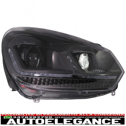 led headlights suitable for vw golf 6 (2008-2013) with g7.5 facelift black look smooth dynamic sequential cornering lights left hand drive