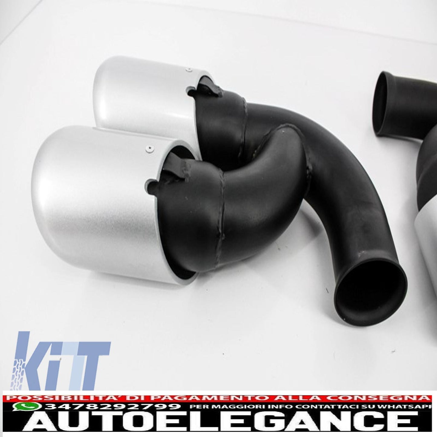 Exhaust tips suitable for porsche cayenne 92a v6 v8 petrol (05.2010-09.2014) gts design silver 