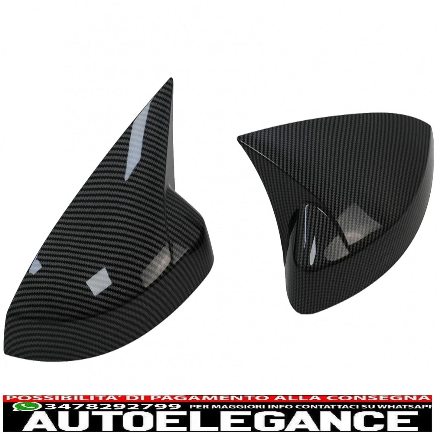 calotte specchietti adatte per audi a3 8v rs3 cabriolet limousine sportback (2012-2019) bat look carbonio AUTOELEGANCERICAMBI