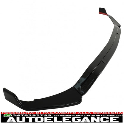 Front Bumper Spoiler Lip Suitable For Mercedes C Class W206 S206 Sport Line (2021-up) Piano Black 