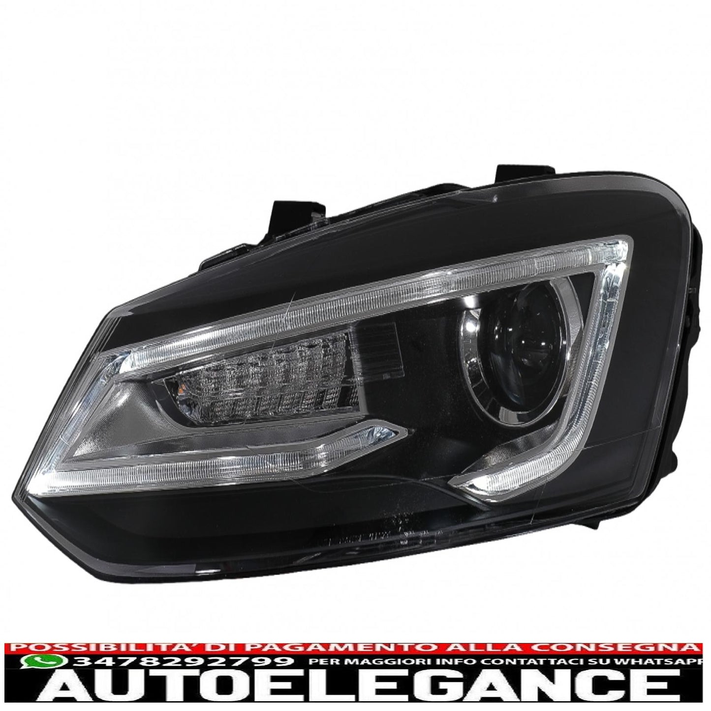 headlights suitable for vw polo mk5 6r 6c 61 (2011-2017) led light bar Devil Eye Look RHD