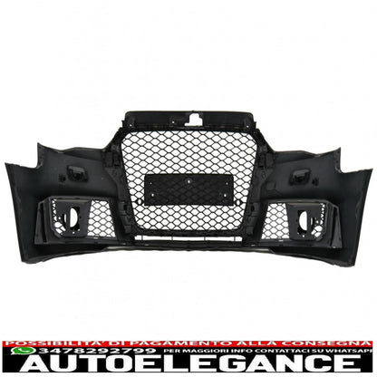 front bumper suitable for audi a3 8v (2012-2015) hatchback sportback rs3 design black gloss 