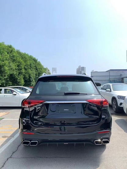 DIFFUSORE ADATTO PER MERCEDES GLE W167 AMG SUV LOOK 63 NERO + TERMINALI CROMATI