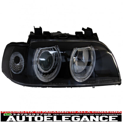 angel eye headlights suitable for bmw 5 series e39 sedan touring (1996-2003) black grey edition