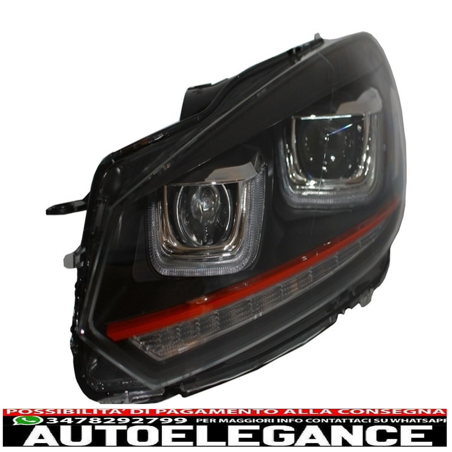 right hand drive headlights suitable for vw golf 6 vi (2008-2013) golf 7 3d led drl u-design led flowing light turning red stripe 