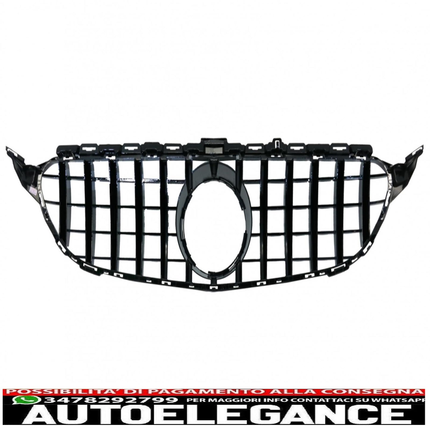 front grille suitable for mercedes c class w205 s205 c205 a205 (2014-2018) gt-r design panamericana black without camera 