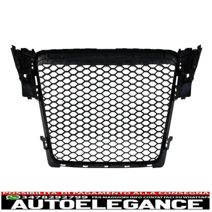 griglia anteriore senza badge con coperchi fendinebbia griglie laterali adatta per audi a4 b8 8k (2007-2012) rs design pianoforte nero